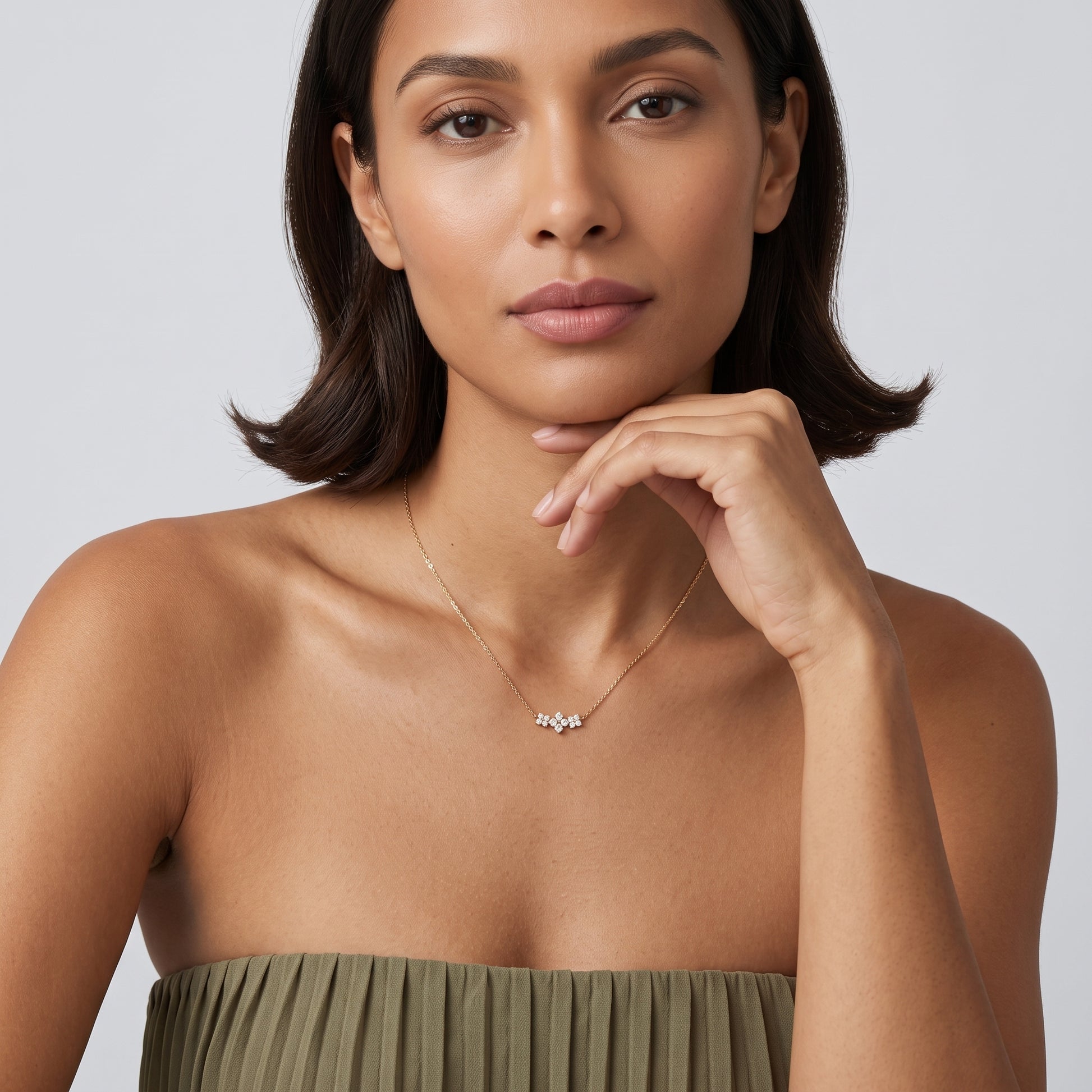 Annette Crystal Floral Bar Gold Necklace - Joie d’Or
