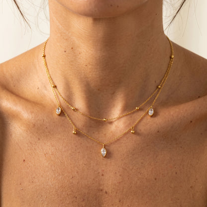 Lucette Layered Marquise Gold Necklace
