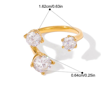 Adriana ring measurements: width 1.62cm, largest crystal 0.64cm, weight 3.6g, stainless steel