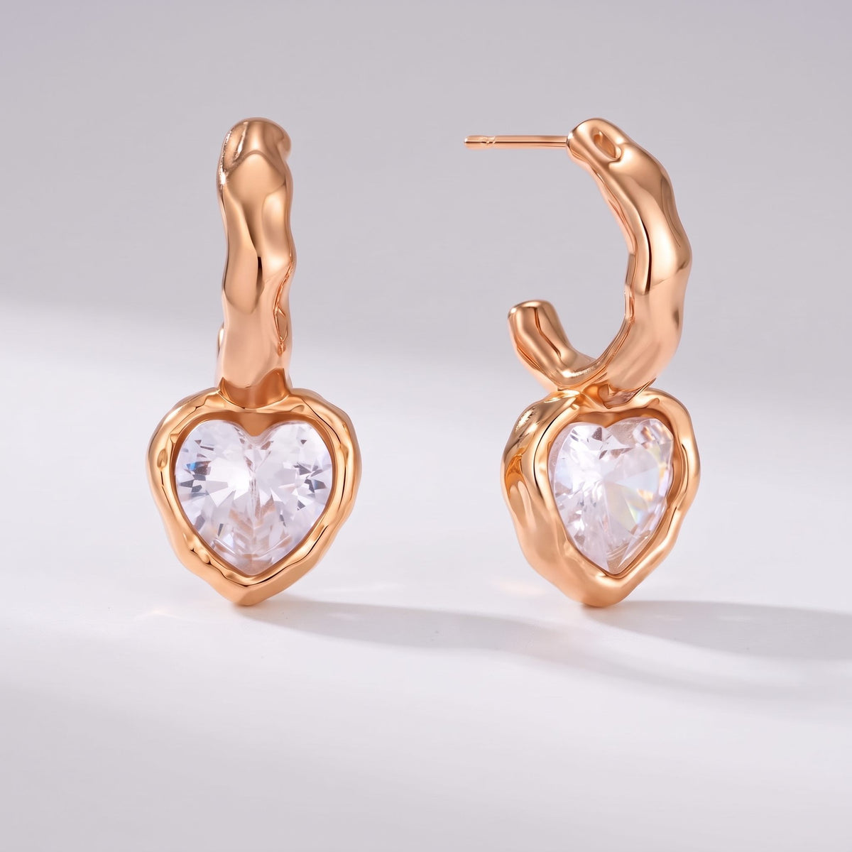 Amandine Hammered Heart Gold Earrings