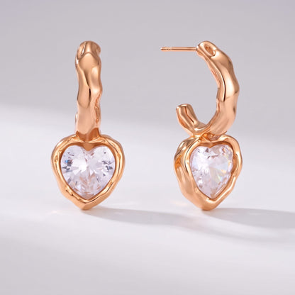 Amandine Hammered Heart Gold Earrings