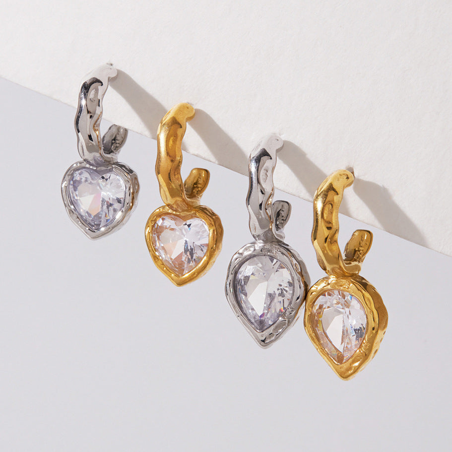 Amandine Hammered Heart Silver Earrings