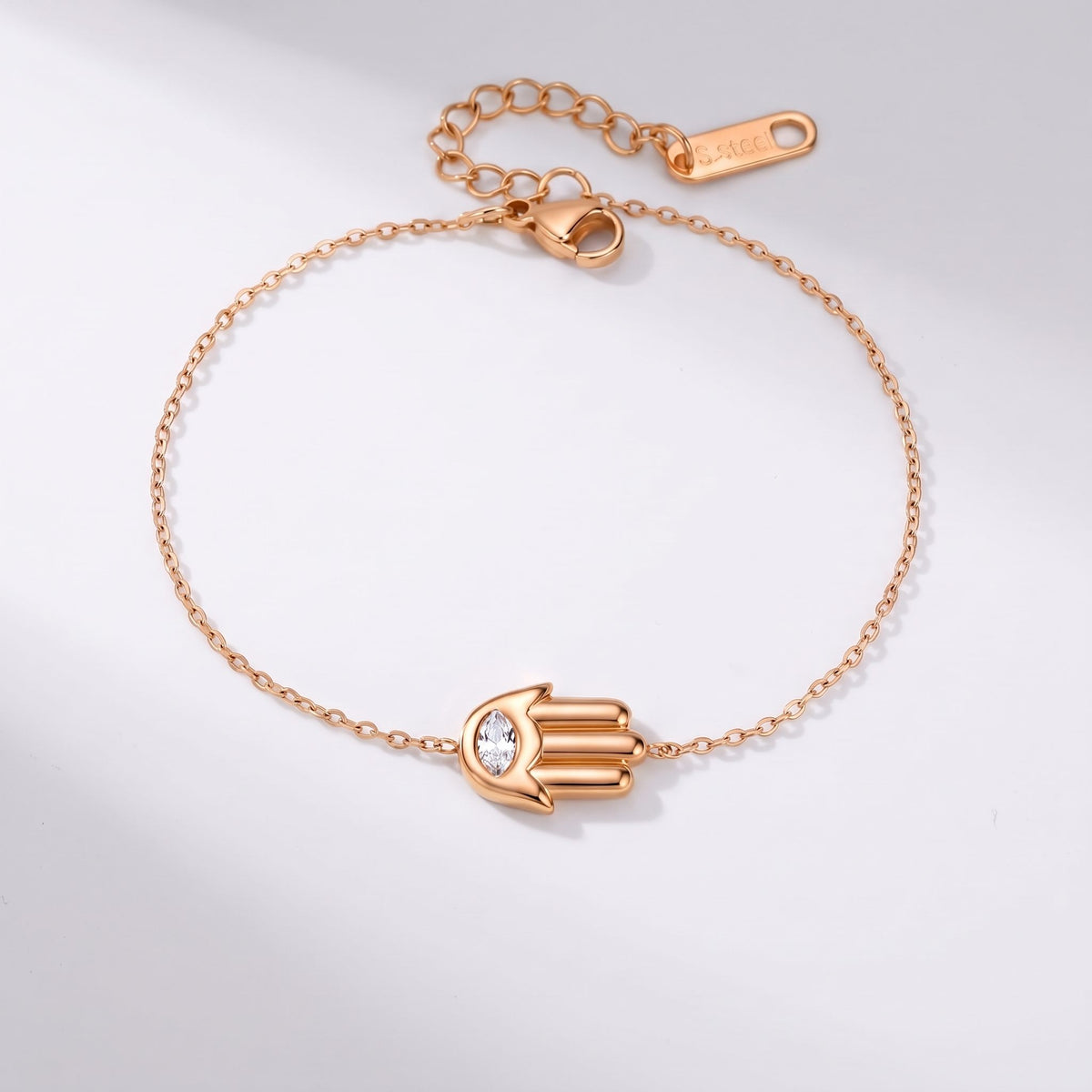 Amelia Crystal Hamsa Gold Bracelet - Joie d’Or