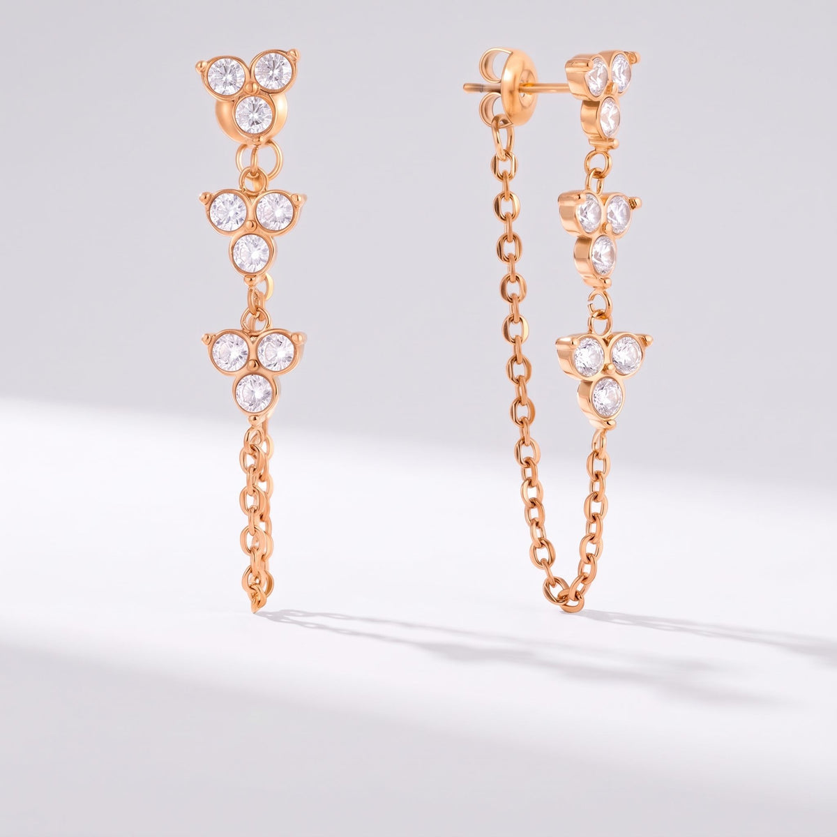 Bettina Crystal Cascade Gold Earrings