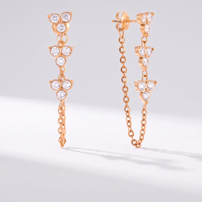 Bettina Crystal Cascade Gold Earrings