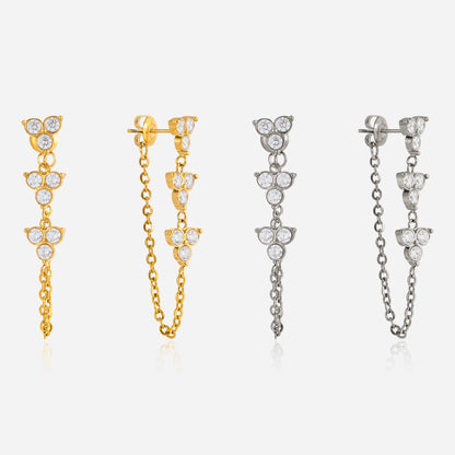 Bettina Crystal Cascade Silver Earrings