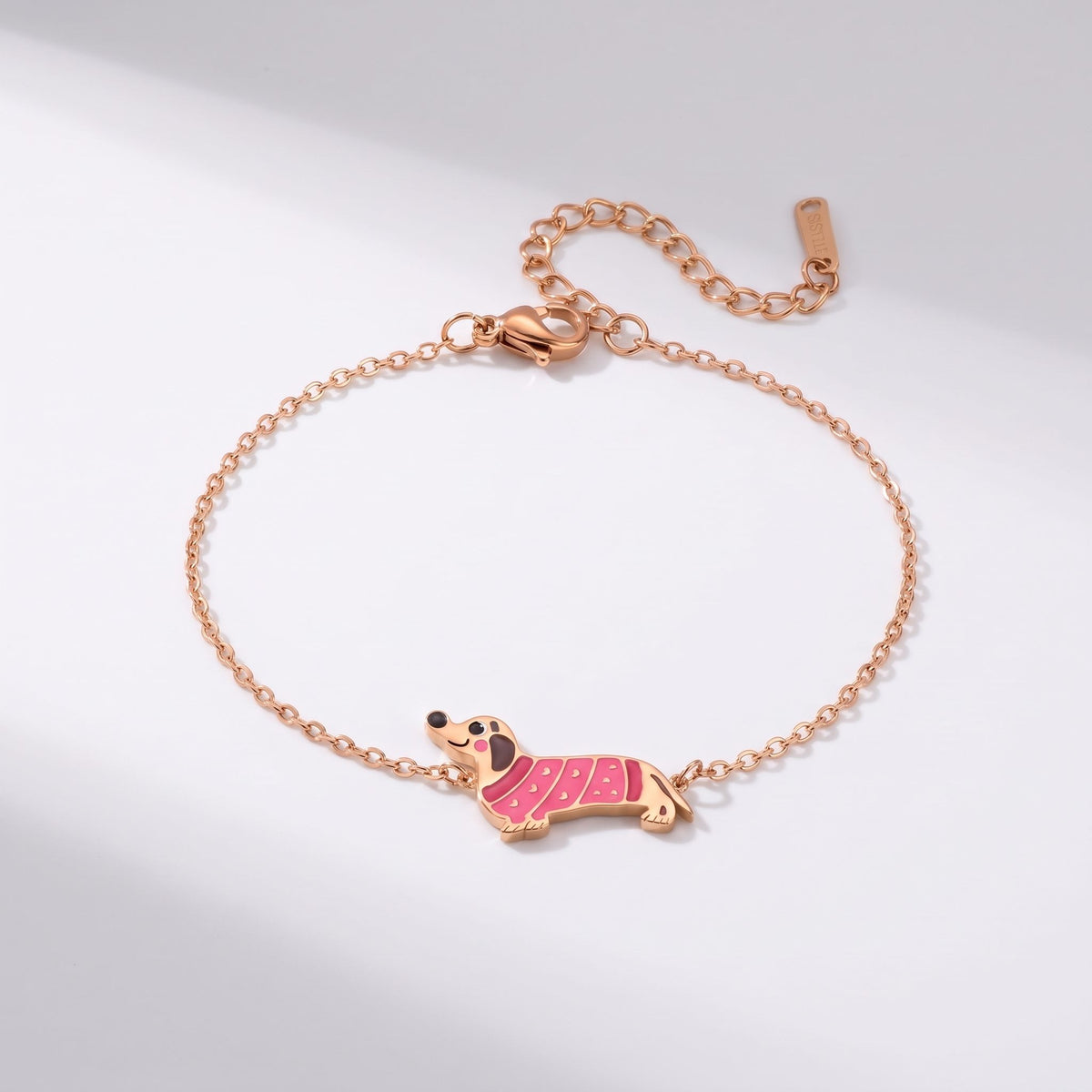 Bianca Pink Dachshund Gold Bracelet - Joie d’Or