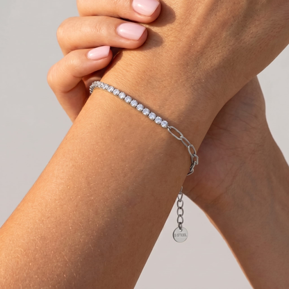 Chiara Tennis & Paperclip Silver Bracelet - Joie d’Or
