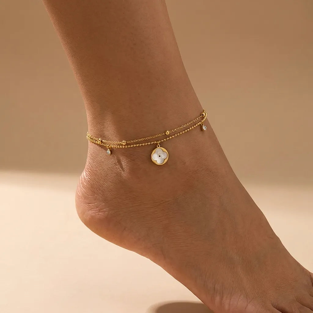 Isabella Clover Charm Anklet - Joie d’Or