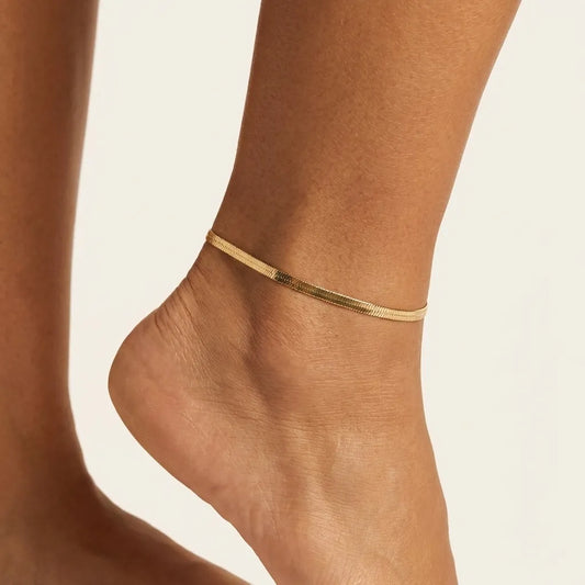 Gia Gold Herringbone Anklet - Joie d’Or