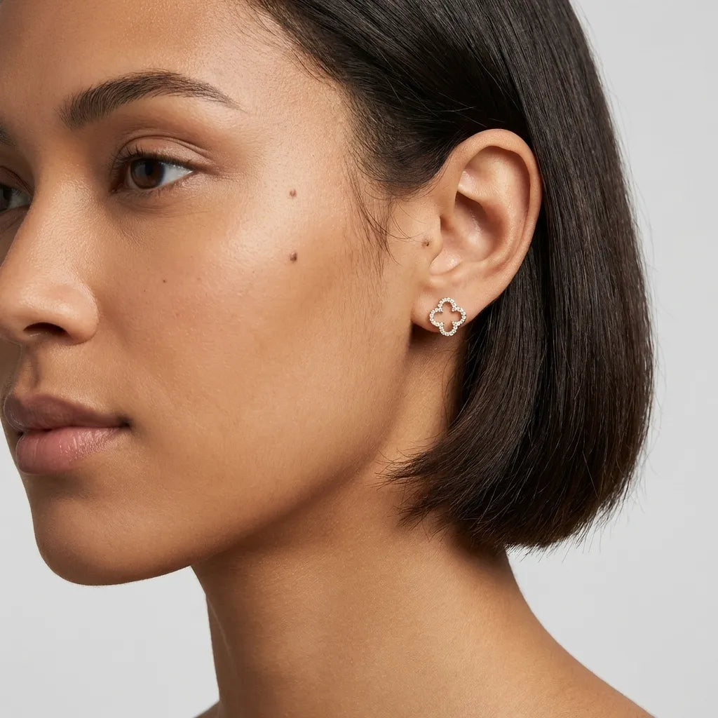 Aurélie Crystal Clover Earrings - Joie d’Or