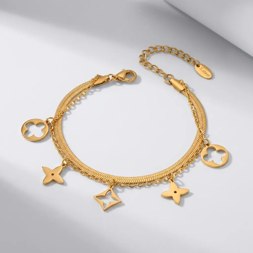 Aurélie Clover Charm Anklet - Joie d’Or