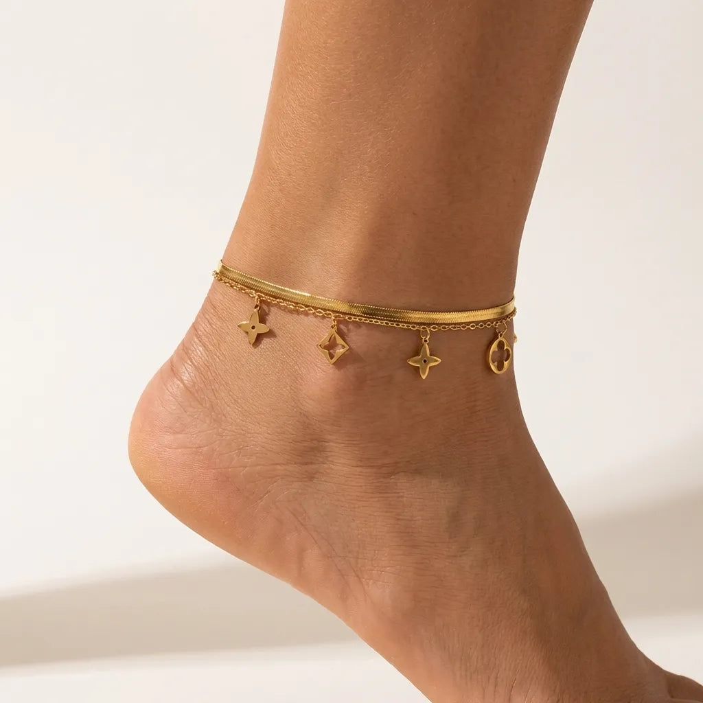 Aurélie Clover Charm Anklet - Joie d’Or