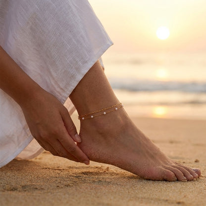 Élise Pearl Layers Anklet - Joie d’Or