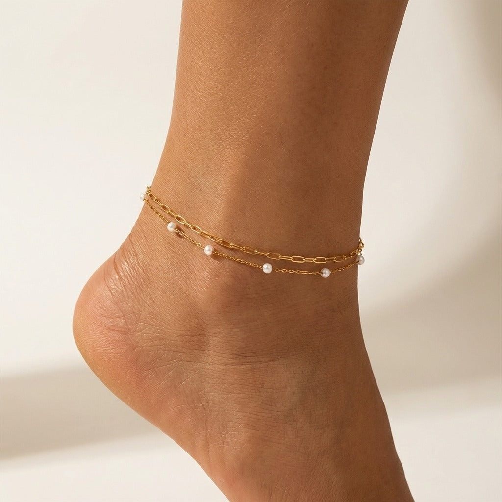 Élise Pearl Layers Anklet - Joie d’Or