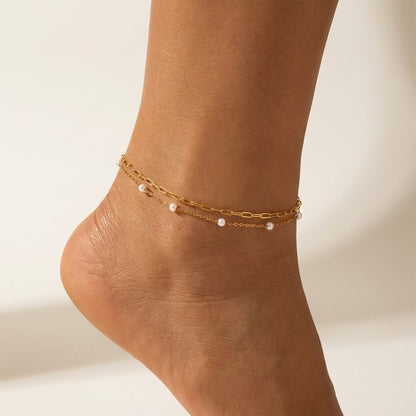 Élise Pearl Layers Anklet - Joie d’Or