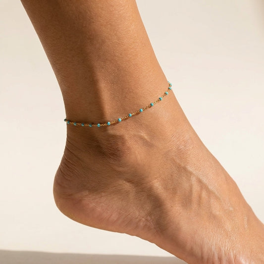 Capri Turquoise Chain Anklet - Joie d’Or
