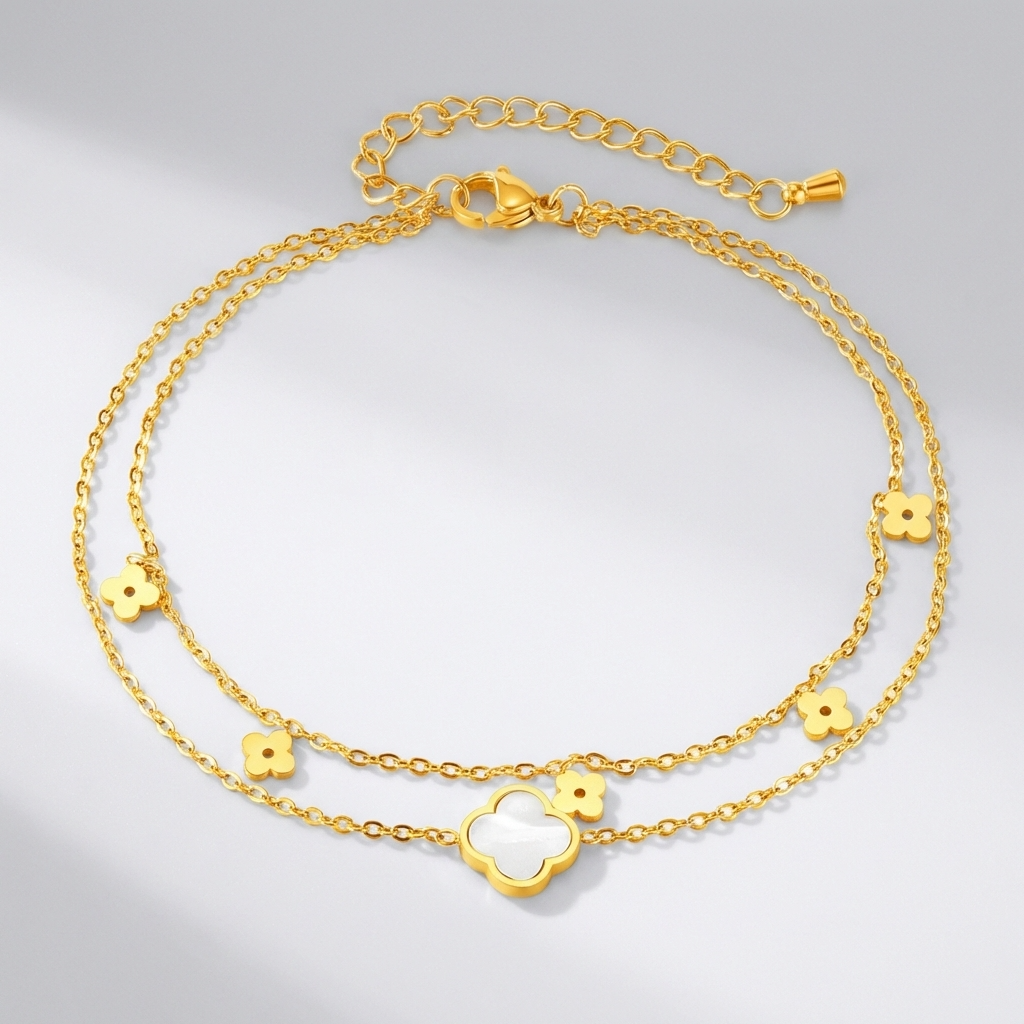 Léa Gold Clover Anklet