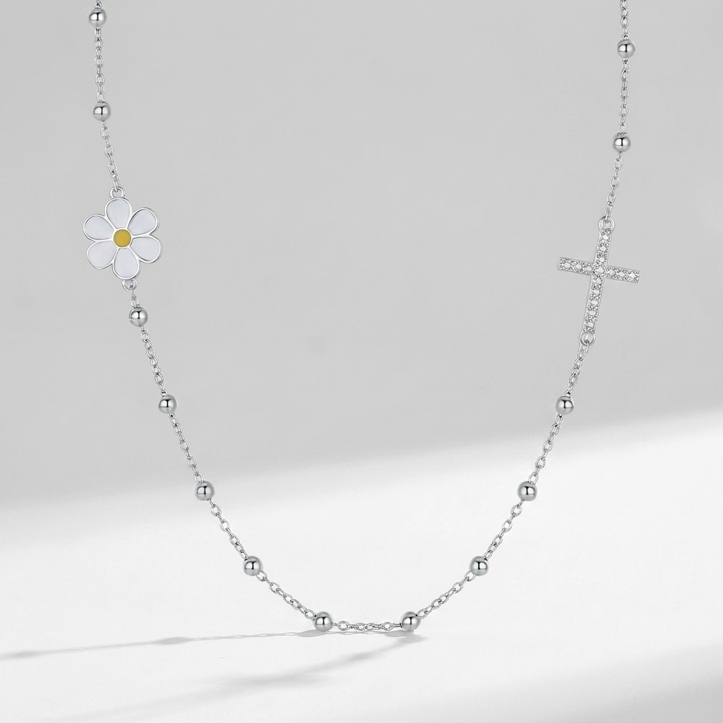 Elise Marguerite Croix Necklace - Joie d’Or