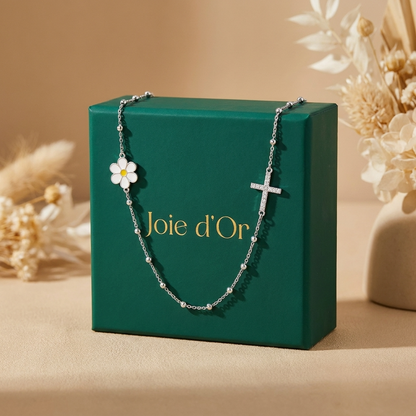 Elise Marguerite Croix Necklace - Joie d’Or