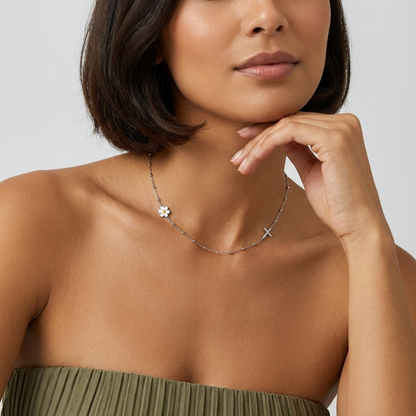 Elise Marguerite Croix Necklace - Joie d’Or