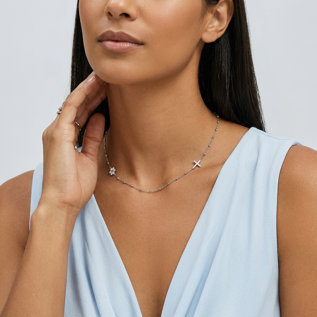 Elise Marguerite Croix Necklace - Joie d’Or