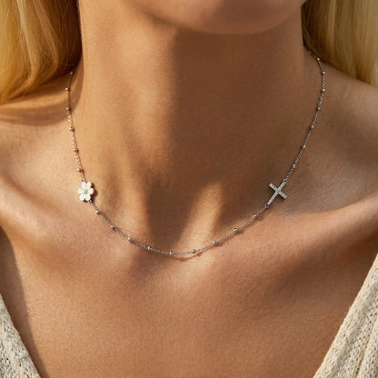 Elise Marguerite Croix Necklace - Joie d’Or