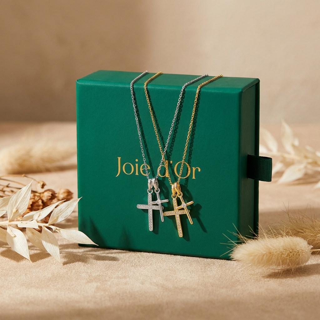 Camille Double Cross Necklace - Joie d’Or
