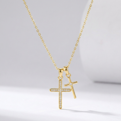 Camille Double Cross Necklace - Joie d’Or
