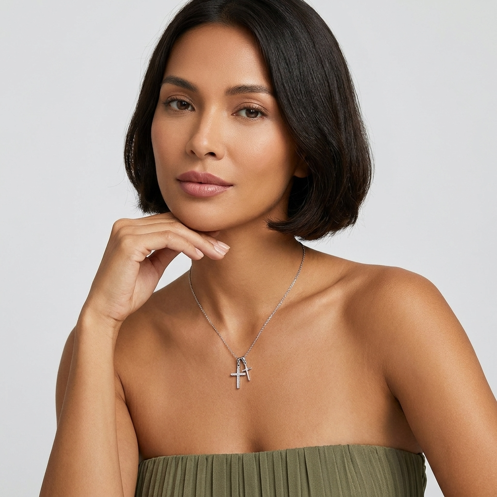 Camille Double Cross Necklace - Joie d’Or