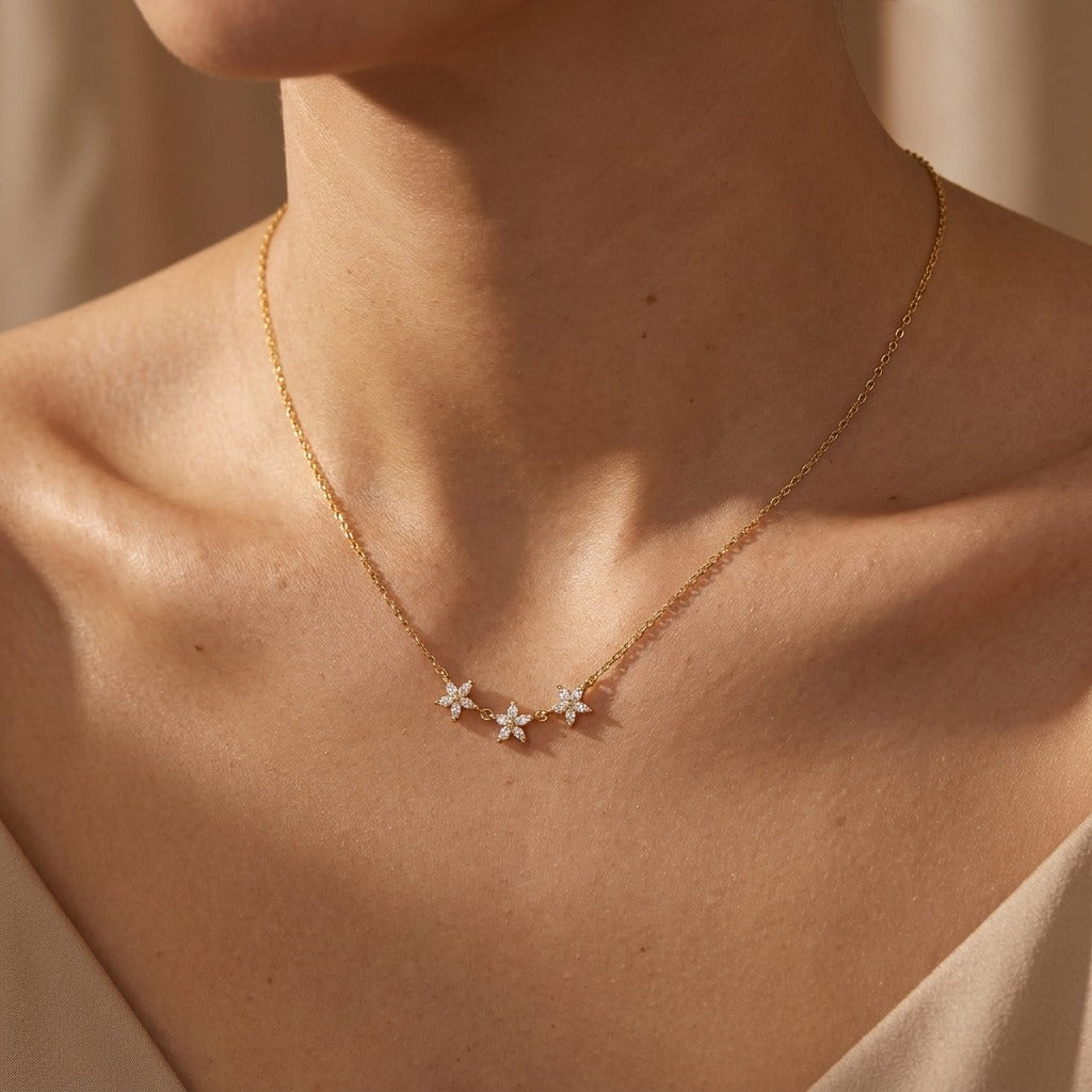 Maia Crystal Flower Necklace - Joie d’Or