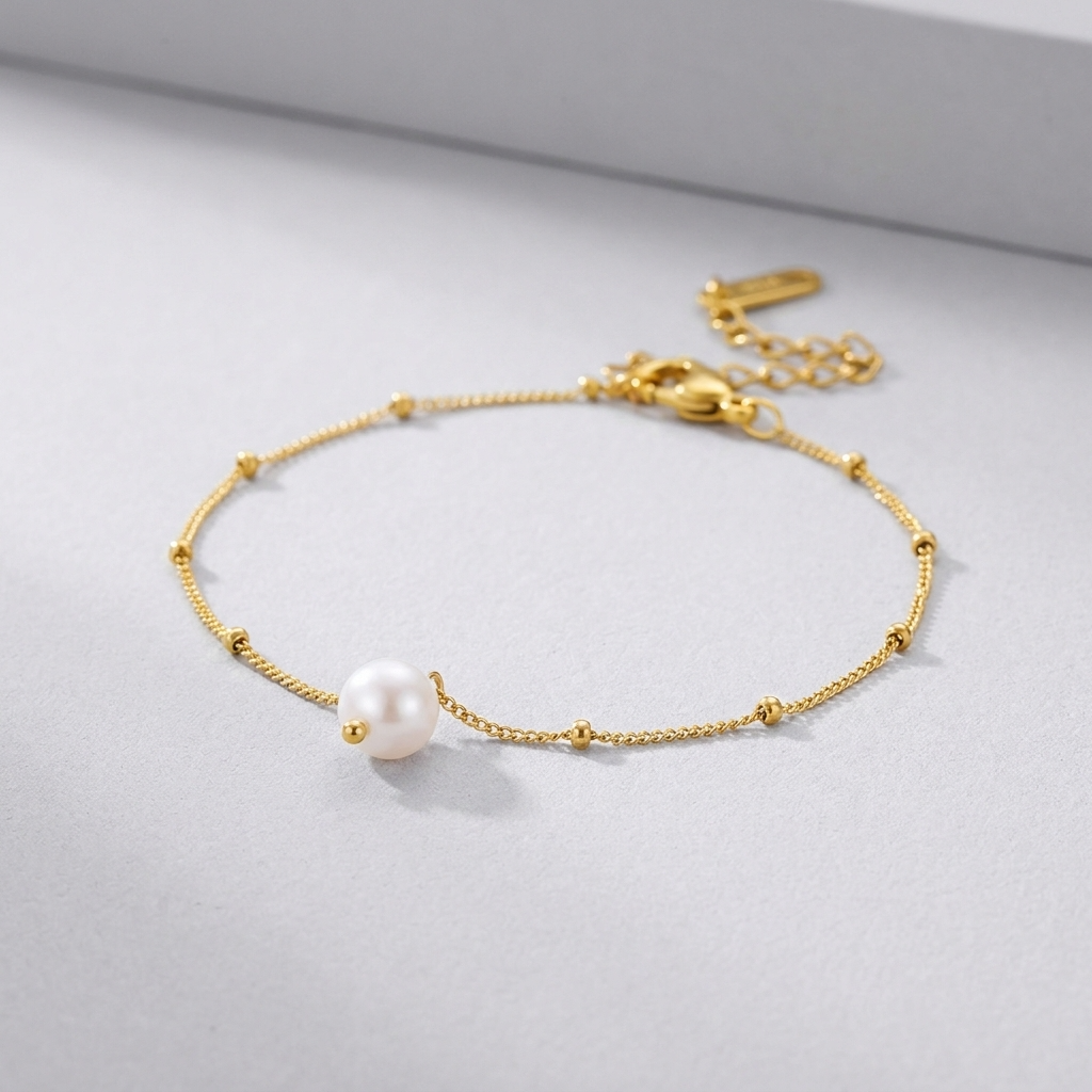 Léa Dainty Pearl Drop Bracelet - Joie d’Or