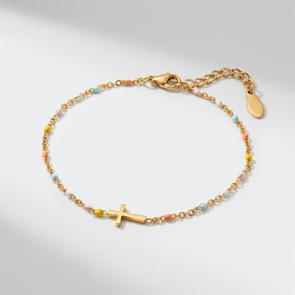 Amélie Cross Bead Bracelet - Joie d’Or