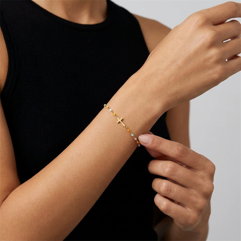 Amélie Cross Bead Bracelet - Joie d’Or