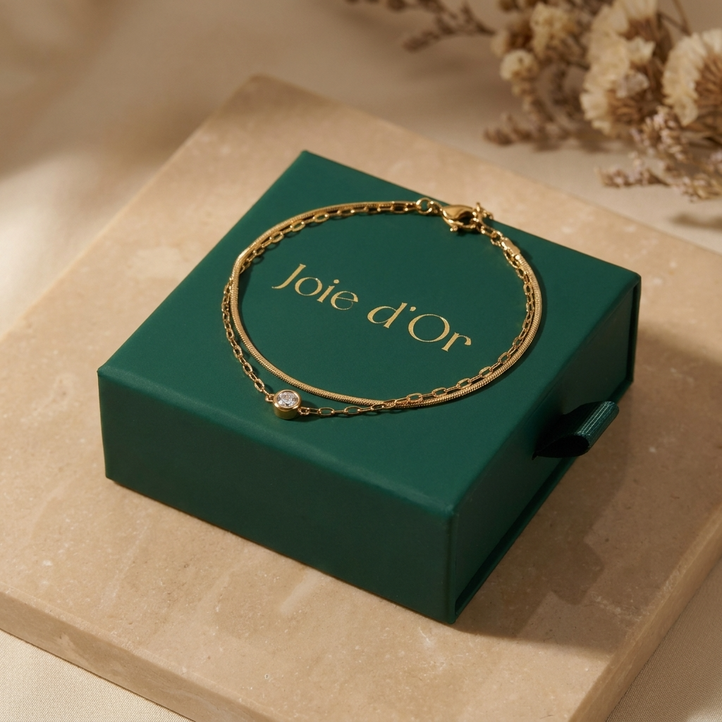 Amélie Crystal Double-Chain Bracelet - Joie d’Or