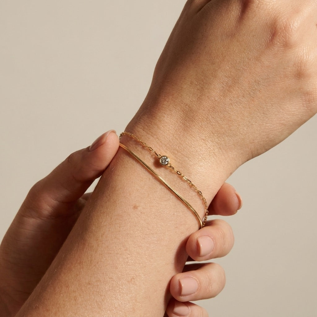 Amélie Crystal Double-Chain Bracelet - Joie d’Or