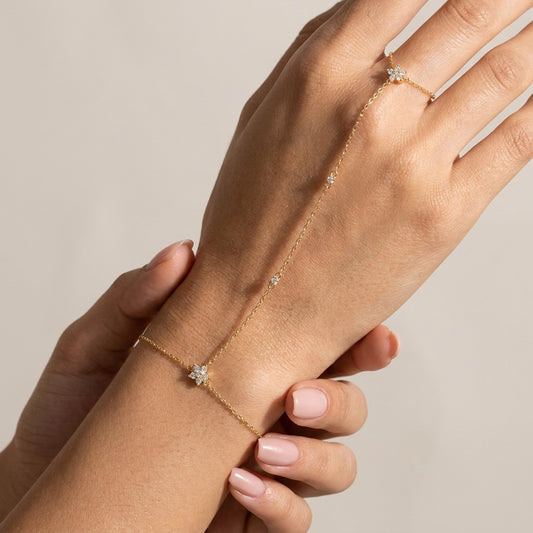 Amélie Crystal Flowers Chain Bracelet - Joie d’Or
