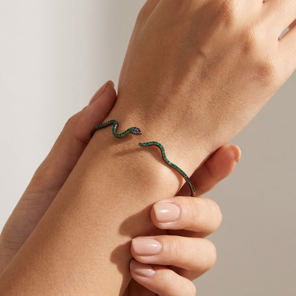 Liana Crystal Snake Bangle - Joie d’Or
