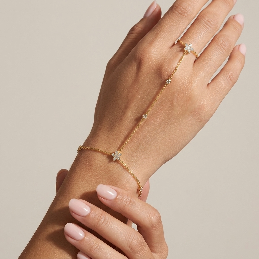 Vivienne Crystal Flower Hand Chain - Joie d’Or