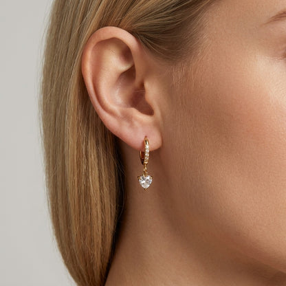 Aurélie Crystal Heart Gold Earrings - Joie d’Or
