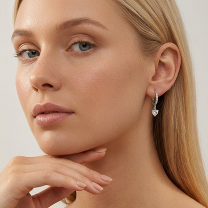 Aurélie Crystal Heart Silver Earrings