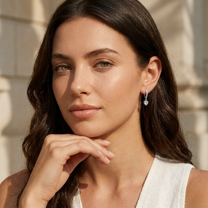 Aurélie Crystal Heart Silver Earrings