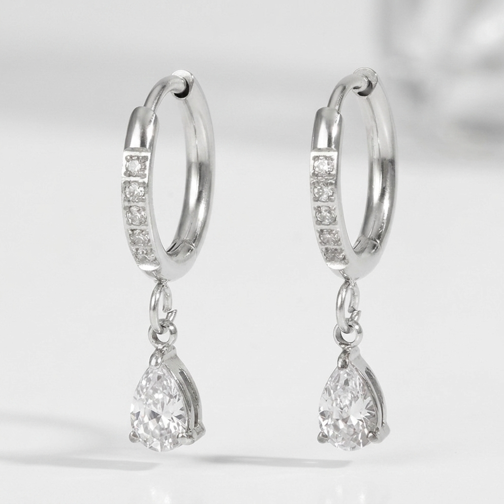 Aurélie Crystal Water Drop Silver Earrings