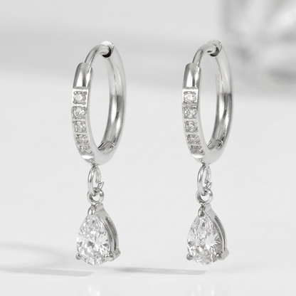Aurélie Crystal Water Drop Silver Earrings