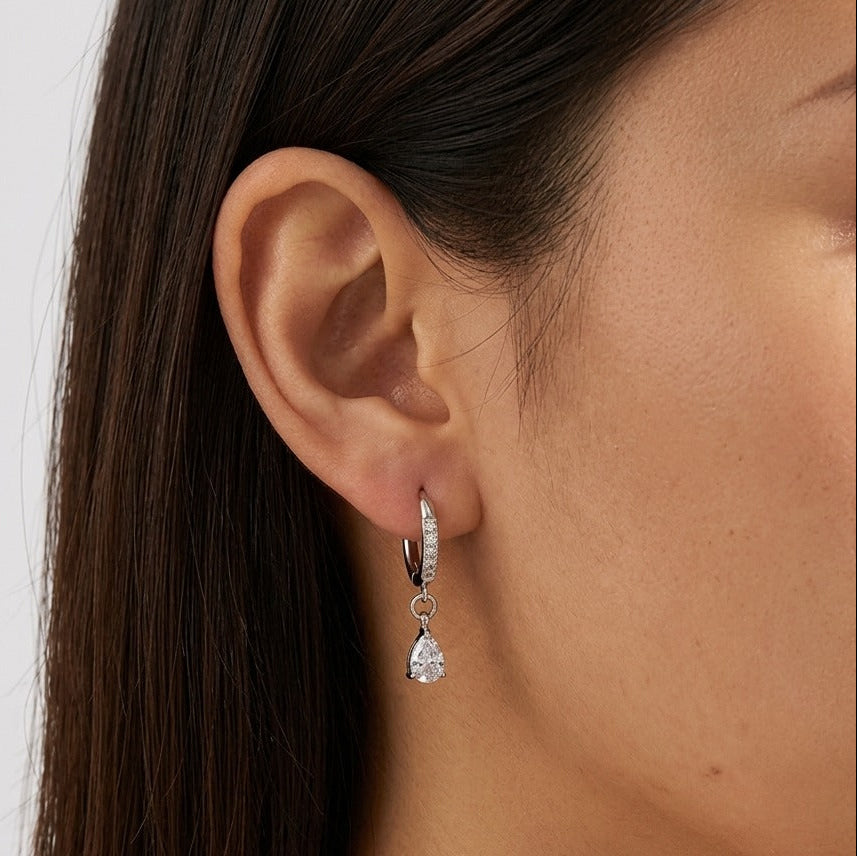 Aurélie Crystal Water Drop Silver Earrings