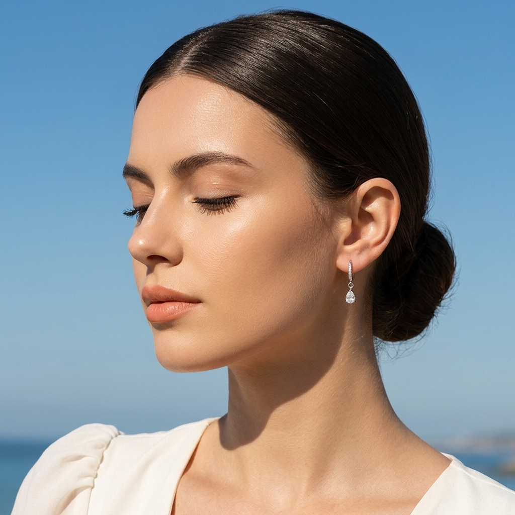 Aurélie Crystal Water Drop Silver Earrings