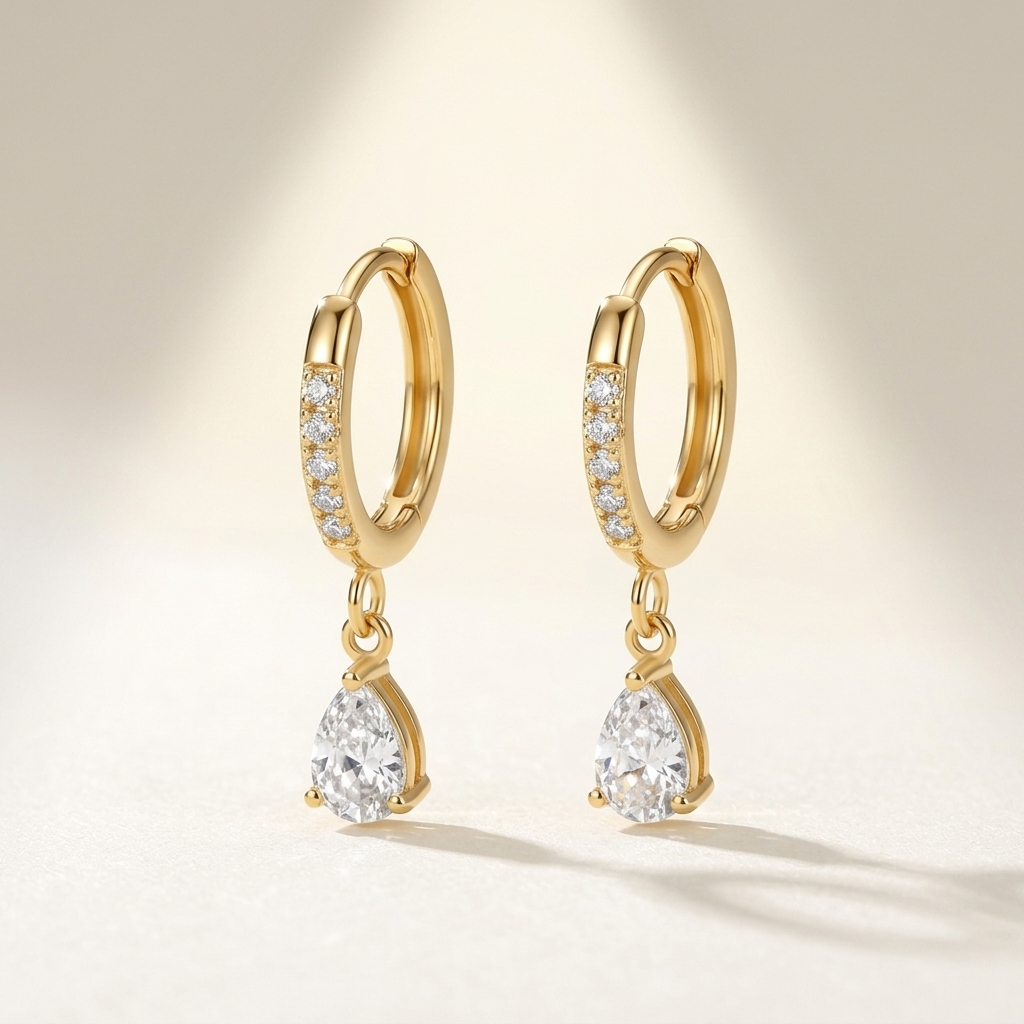 Aurélie Crystal Water Drop Gold Earrings