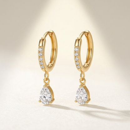 Aurélie Crystal Water Drop Gold Earrings