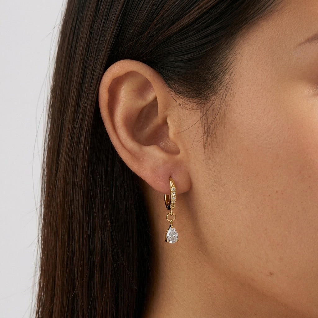 Aurélie Crystal Water Drop Gold Earrings