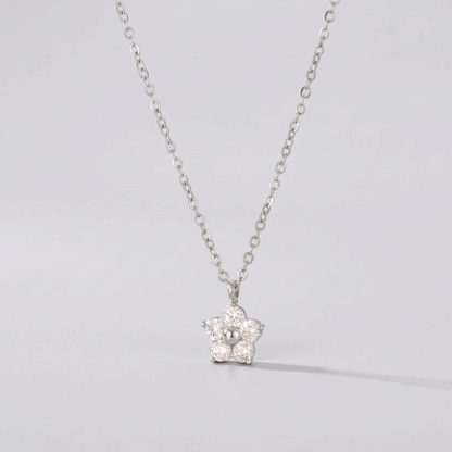 Céleste Crystal Flower Silver Necklace